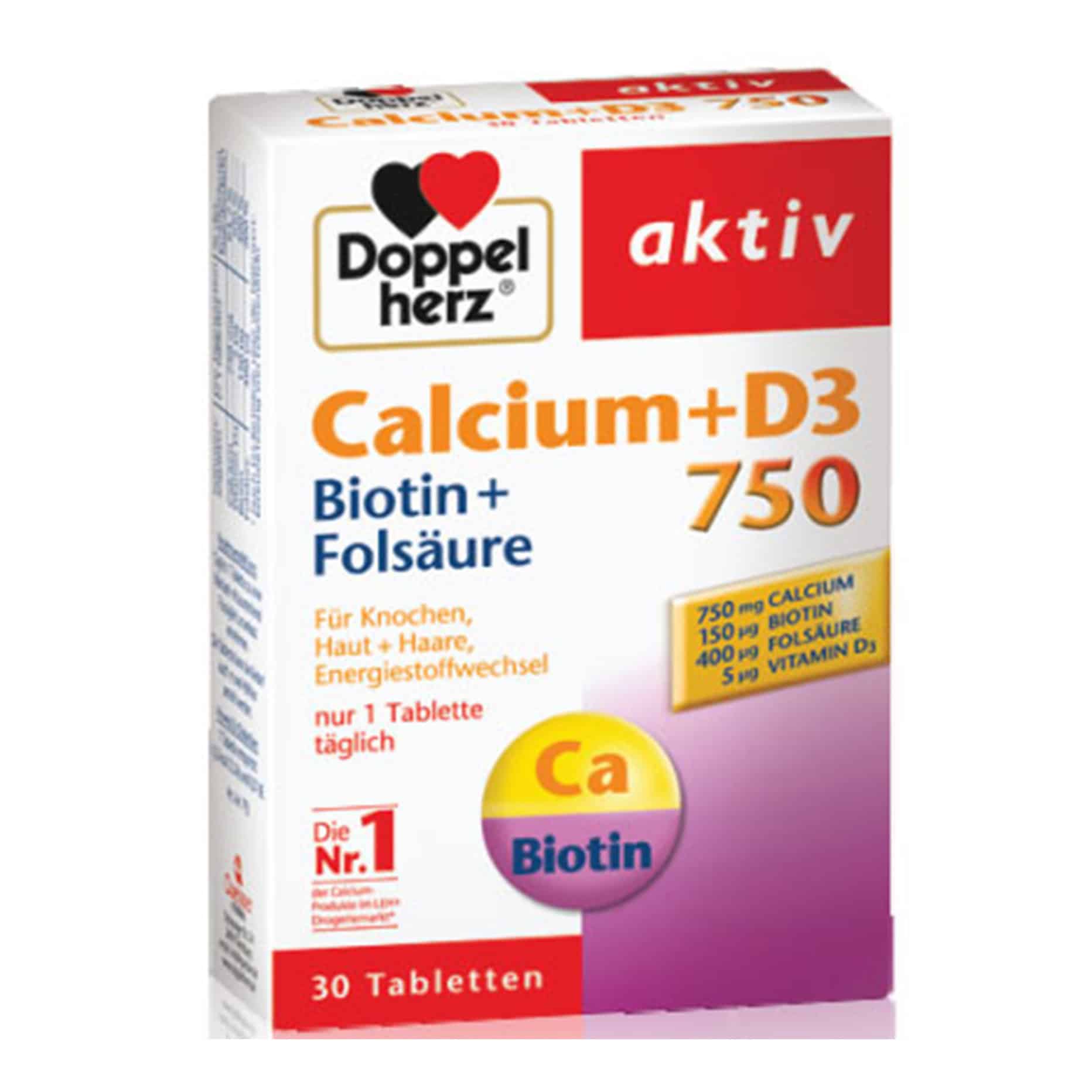 Doppelherz Calcium+D3+Biotin tablete a30 - slika 1
