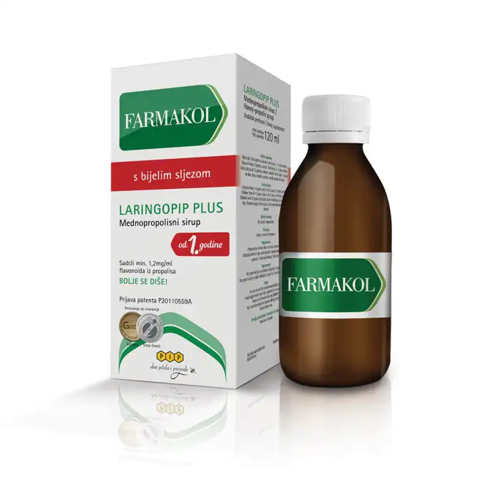 Farmakol Pip Laringopip plus mednopropolisni sirup 120 ml - slika 1